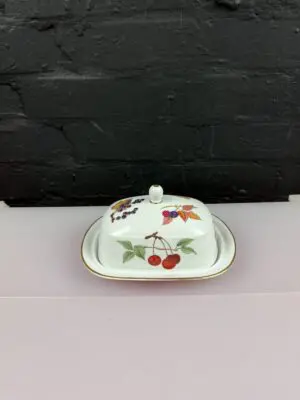 Royal Worcester Evesham Gold Rectangle Covered Butter / Cheese Dish