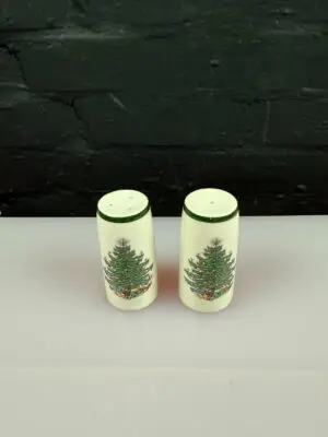 Spode Christmas Tree Tall Salt and Pepper Pots / Shakers 4" High Cruet Set