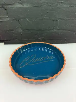 Vintage Rayware Blue Stoneware Terracotta Quiche Dish 24.5 cm Wide