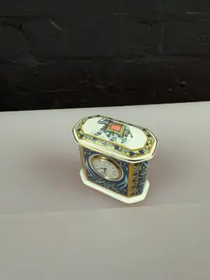 Wedgwood Blue Elephant Clock 9.2 cm Wide x 5.2 cm x 9.2 cm High