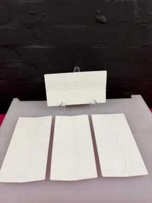 Wedgwood Ethereal 101 White Sushi Fish Plates 23 cm x 12.5 cm Wide Set of 4