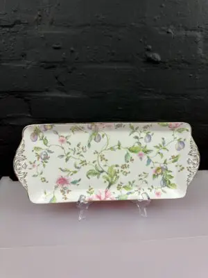 Wedgwood Sweet Plum Handled Rectangle Sandwich Tray 14.5" x 6.25"