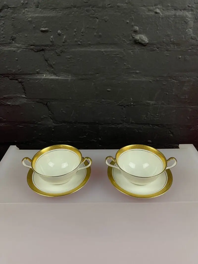 2 x Aynsley Argosy 8360 Soup Bowls Coups and Stand Saucers Last 2 Sets Available