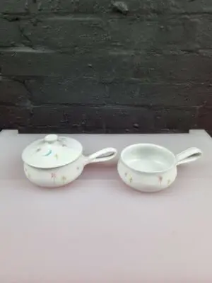 2 x Denby Dream Stars Moon Individual Handled Casserole Dishes 1 With Lid Signed
