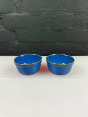 2 x Denby Imperial Blue Ramekins Dishes 3.75" Wide Set