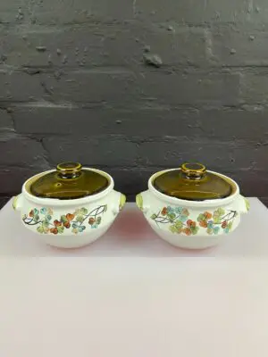 2 x Denby Shamrock 2 Pint Casserole Dishes 15 cm Wide 2 Sets Available