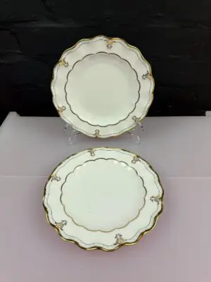 2 x Royal Crown Derby Lombardy A.1127 Fluted Salad Plates 20.5 cm Wide Set
