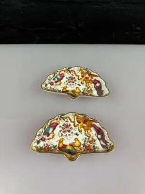 2 x Royal Crown Derby Olde Avesbury A73 Fan Trinket Dishes