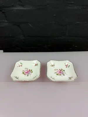 2 x Royal Crown Derby Posies Square Trinket Dishes 11 cm Wide Set