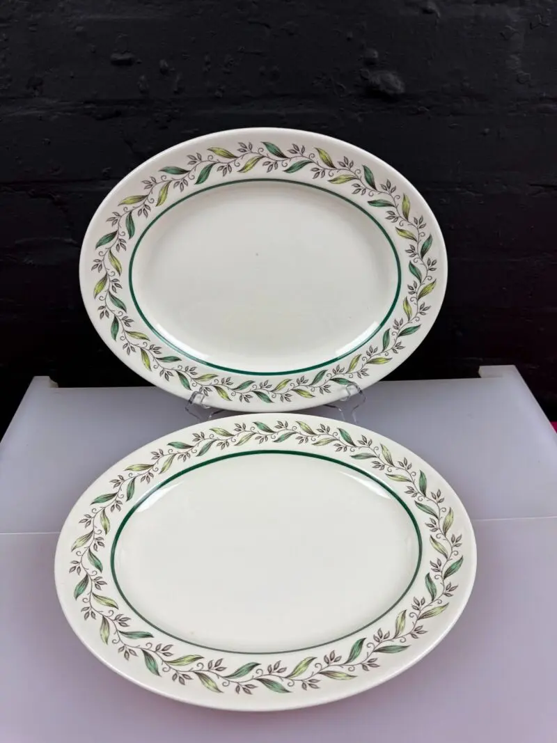 2 x Royal Doulton Almond Willow Oval Carving Serving Platters Plates 33 x 27 cm