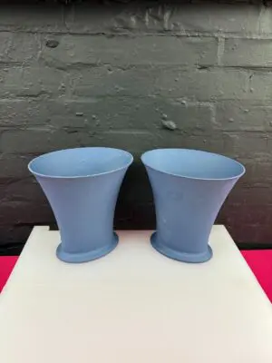 2 x Wedgwood Jasper Ware Portland Blue Vase 9.75" High Extra Wide 9.5" Pair