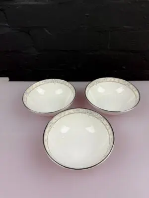 3 x Royal Doulton Naples Platinum H5269 Fruit Bowls 13.5 cm Wide Set