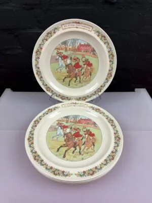 4 Wedgwood of Etruria and Barlaston The Three Jovial Huntsmen Dinner Plates 10"