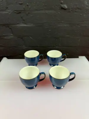 4 x Denby Boston Blue Replacement Tea Cups For Saucers