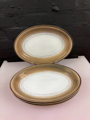4 x Denby Seville Oval Steak Dinner Plates 32 cm x 22.5 cm Set