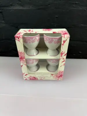 4 x Laura Ashley Pink Floral Footed Egg Cups 6 cm High Set