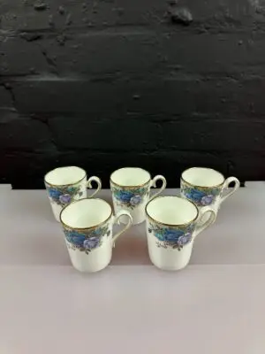 5 Royal Albert Moonlight Rose Straight Coffee Cups Cans 6.7cm W x 7.2 H RARE SET