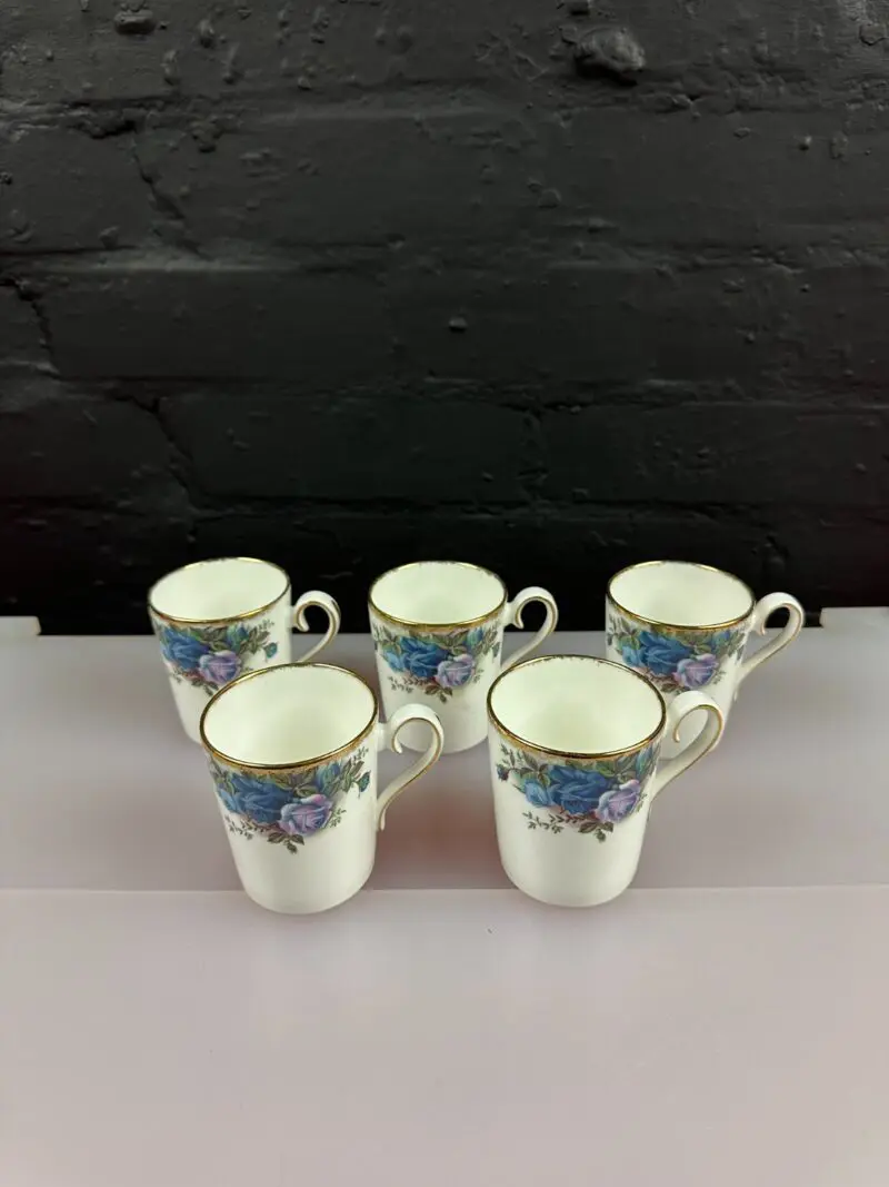 5 Royal Albert Moonlight Rose Straight Coffee Cups Cans 6.7cm W x 7.2 H RARE SET