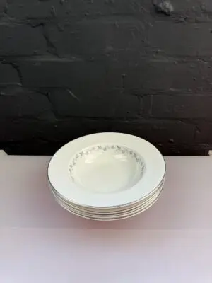 5 x Royal Doulton Cadence TC1007 Rimmed Soup Bowls 20.5 cm Wide Set