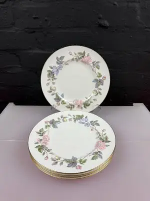 5 x Royal Worcester June Garland Dessert / Salad Plates 9.25" 23.5 cm Wide Set