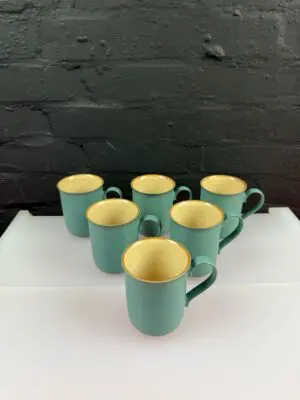6 x Denby Luxor Straight Tea / Coffee Mugs 4" High Set RARE
