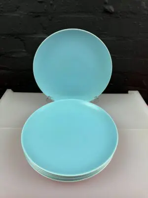 6 x Poole Twintone Sky Blue Dinner Plates 10" Wide Set