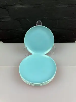 6 x Poole Twintone Sky Blue Side / Tea Plates 15.5 cm Wide Set