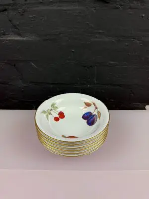 6 x Royal Worcester Evesham Gold Cereal / Dessert Bowls 17 cm Wide Set