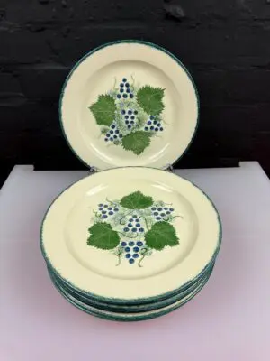 8 x Poole Pottery Vineyard Grapes Vine Dinner Plates 26 cm Wide Set