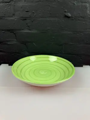 BHS Hand Painted Green Swirl Fruit Salad Serving Bowl 11.75" Wide x 2.5" High