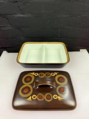 Denby Arabesque Covered Rectangle Divided Vegetable Serving Dish 28 cm x 20.5 cm