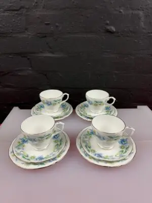 Duchess Rhapsody Tea Trios Cups Saucers and Side Plates Set of 4