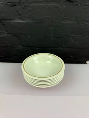 Homespun Churchill Brown Rim Cereal Bowls 6.75" Wide Set of 6