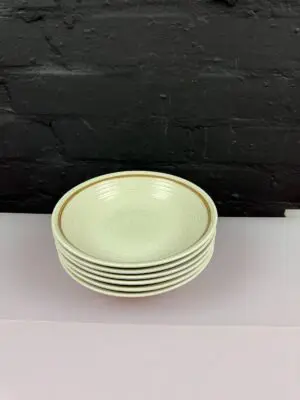 Homespun Churchill Brown Rim Soup / Cereal Bowls 7.5" Wide Set of 6