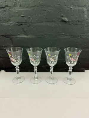 Johnson Brothers Summer Chintz Wine Glasses 6.75" High 2 Sets of 4 Available