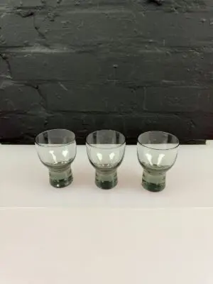 Kastrup-Holmegaard Denmark Canada Smoke Vintage Glasses 3.5" High Set of 3