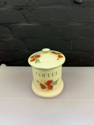 Kernewek Pottery Cornwall Red Poppy Design Coffee Storage Jar 6.25" High