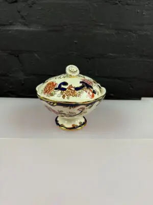 Masons Mandalay Blue Footed Lidded / Covered Bon Bon Sweet Serving Dish / Bowl