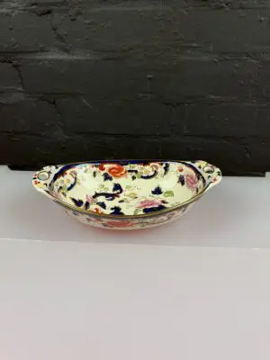 Masons Mandalay Blue Oval Handled Vegetable Serving Dish Bowl 25.5 cm x 16.5 cm