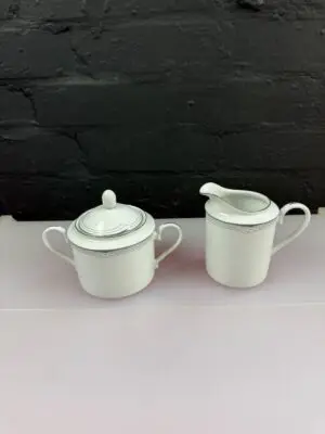 Noritake Dynasty L565 Milk / Cream Jug 11 cm and Covered Sugar Bowl Set