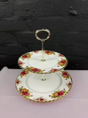Royal Albert Old Country Roses 2 Tier Cake Stand ( Dinner and Salad Plates )