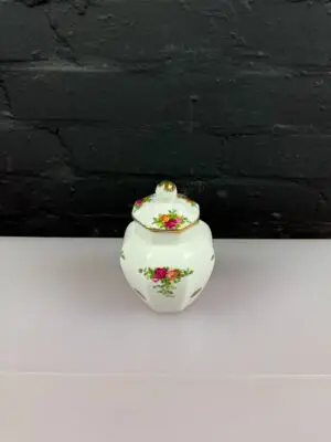 Royal Albert Old Country Roses Hexagonal Lidded Ginger Jar 5.5" High