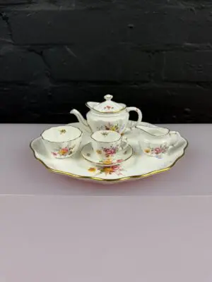 Royal Crown Derby Posies Miniature Tea Set on a Tray 1st Quality 1980's