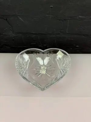 Royal Doulton Fine Lead Crystal Heart Tray / Bowl Keswick 19 cm Wide x 5 cm High