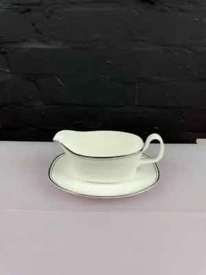 Royal Doulton Platinum Concord H5048 Gravy Boat Sauce Jug and Stand 3 Sets
