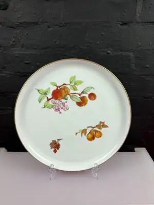 Royal Worcester Evesham Gold Round Carving Serving Platter Plate 13.25" Wide