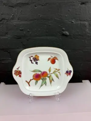 Royal Worcester Evesham Gold Square Eared Cake / Bread Plate 28.5 cm