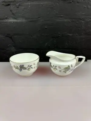 Royal Worcester June Garland Milk Cream Jug 3.25" and Open Sugar Bowl 4 Sets