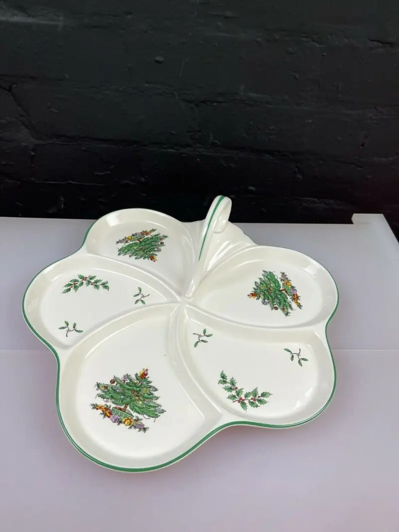 Spode Christmas Tree Handled Serving Plate 5 Sections 32 cm 2 Available RARE