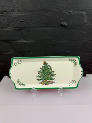 Spode Christmas Tree Rectangle Sandwich Serving Tray 13.25" x 6.25"